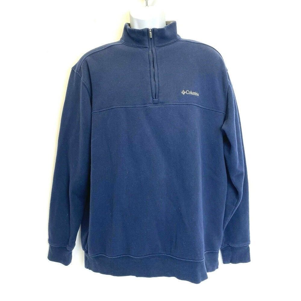 Columbia Mens Pullover Navy Blue Long Sleeve Cotton 1/4 Zip Size‎ Large Golf